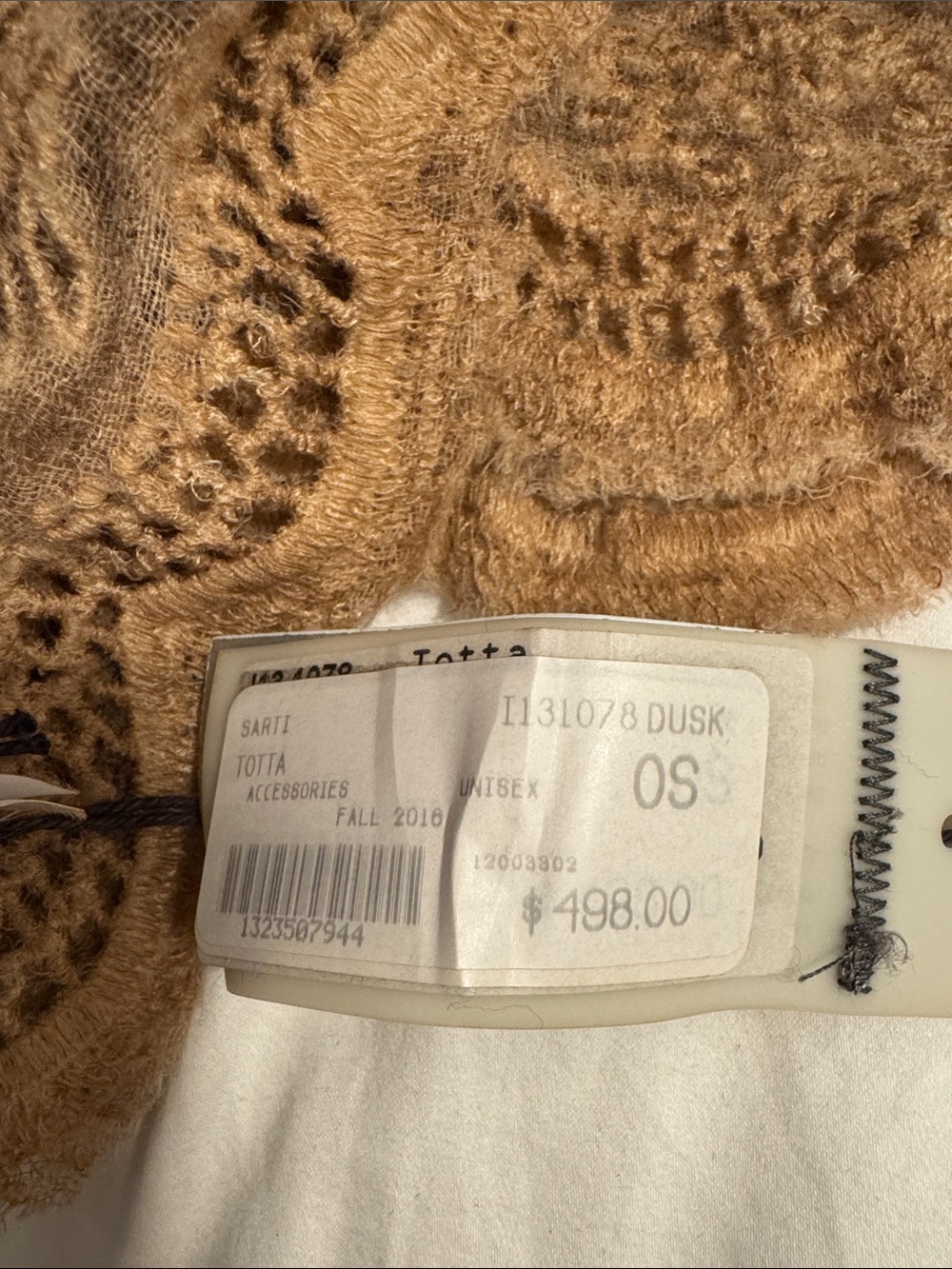 Lace-Trim Lightweight Wrap Scarf - Tan - Picture 2 of 3